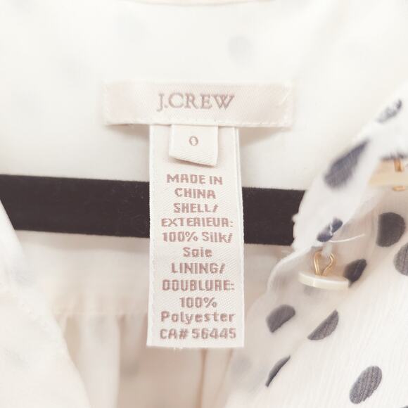 J.Crew Coquette Soft Girl 100% Silk Natasha Cream & Black Polk-a-dot Ruffle Tank - Picture 6 of 10